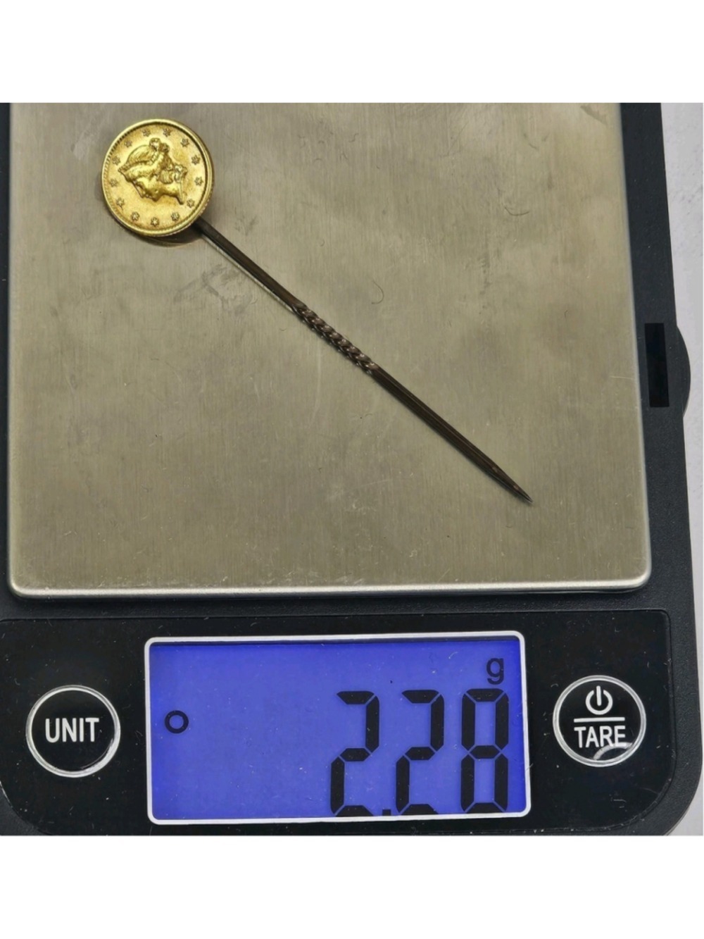 1800s Gold One Dollar Liberty Head Coin Tie Pin Historical Piece Antique